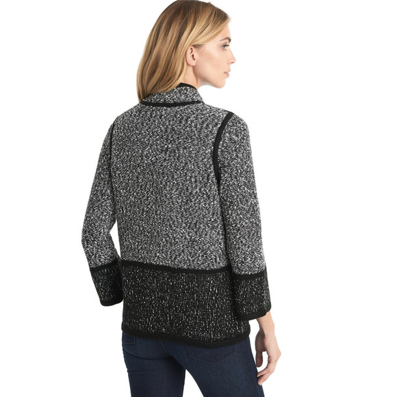 Karl Lagerfeld Paris Tweed One Button Cape Jacket M Black White Academia Coat - Picture 3 of 8